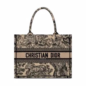 TÚI Dior Women Medium Dior Book Tote Brown Toile de Jouy Embroidery