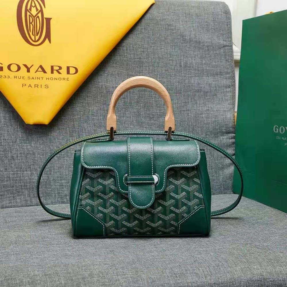 TÚI Goyard Women Sac Saïgon Souple Mini in Toile Goyardine & Chevroches Calfskin-Green