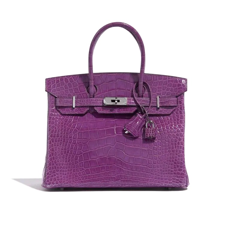 TÚI Hermès Birkin 30 Alligator Violet Silver Buckle khóa trắng