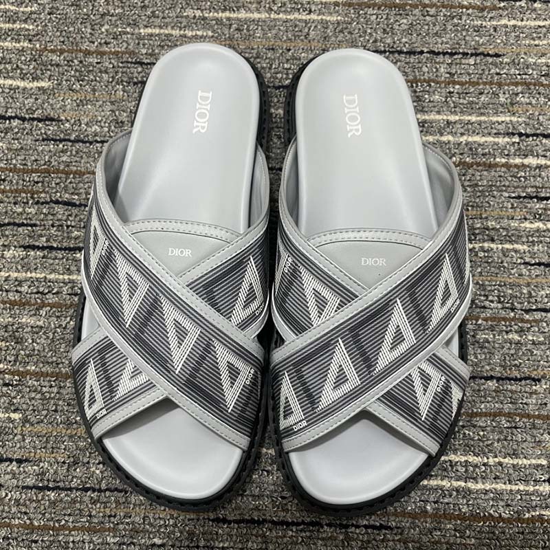 GIÀY DIOR Unisex CD Shoes Aqua Sandal Dior Gray CD Diamond Canvas