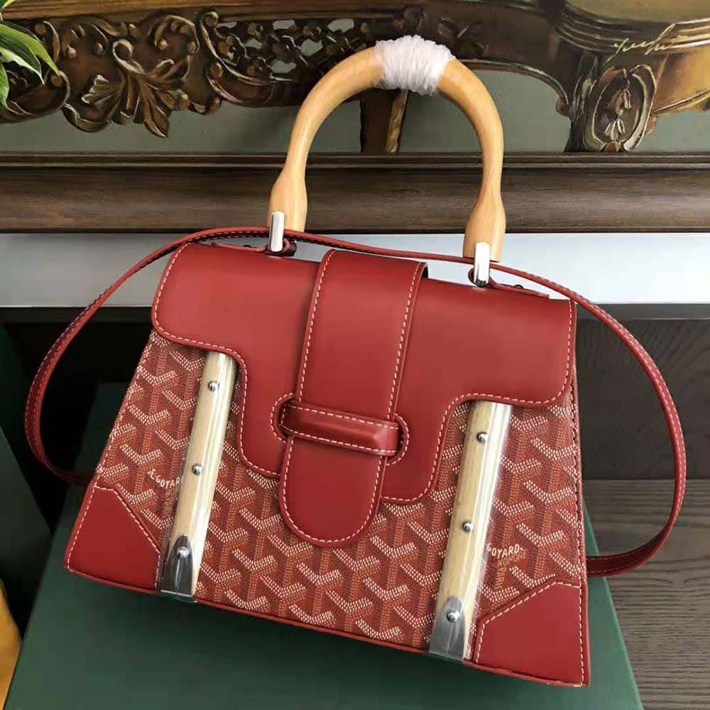 TÚI Goyard Women Sac Saïgon PM in Toile Goyardine & Clamecy Calfskin-Red