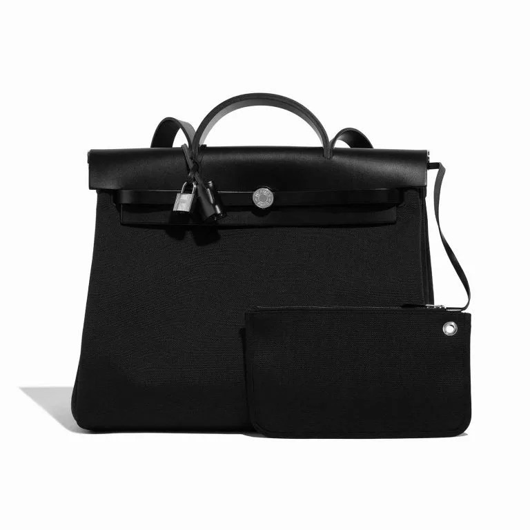 TÚI Hermès Herbag 39 Vache Hunter Toile Militaire Black