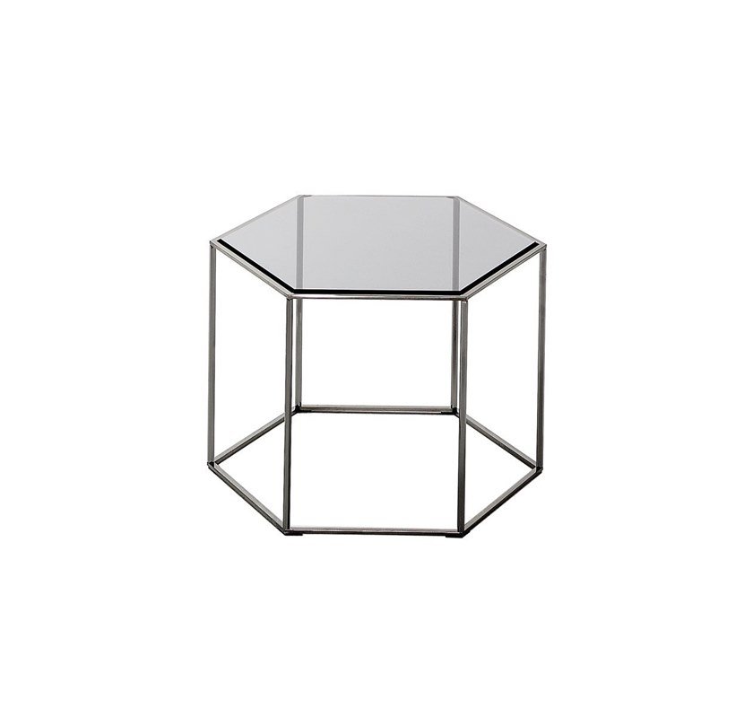BÀN TRÀ CODOTTI Hexagonal crystal and steel coffee table