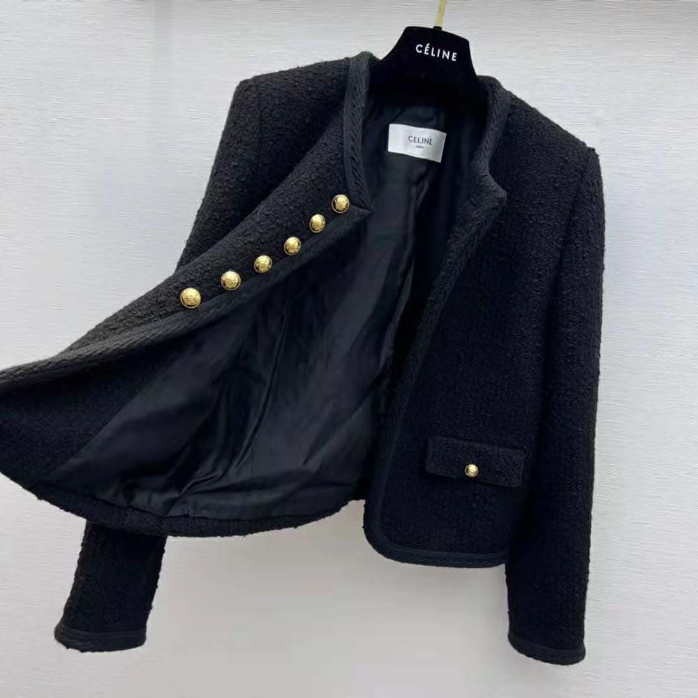 ÁO CELINE Women Chasseur Jacket in Bouclette Natté-Black