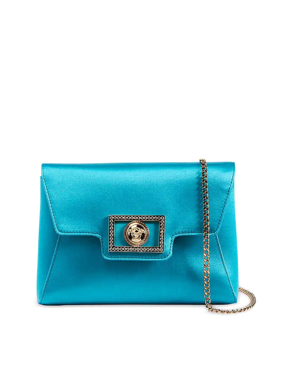 VÍ VERSACE Medusa logo-plaque satin clutch bag
