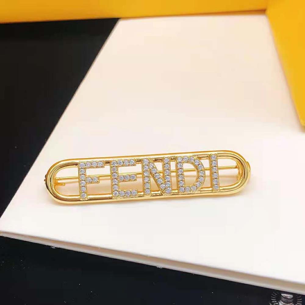 Cài áo Fendi Fendigraphy Brooch Gold Coloured