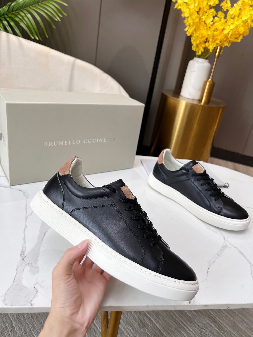 GIÀY BRUNELLO CUCINELLI Leather Black Sneaker shoes