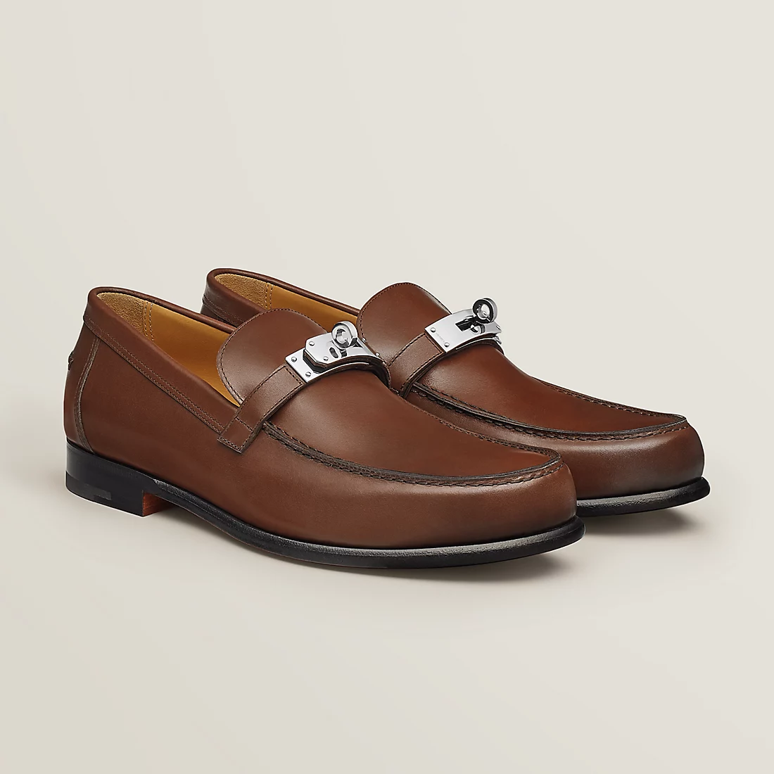 GIÀY HERMES DESTIN LOAFER COWHIDE LEATHER BROWN SS2022