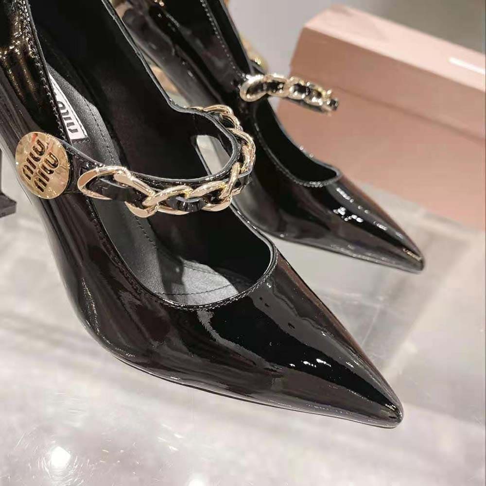 GIÀY Miu Miu Women Patent Leather Pumps in 85mm Heel Height-Black
