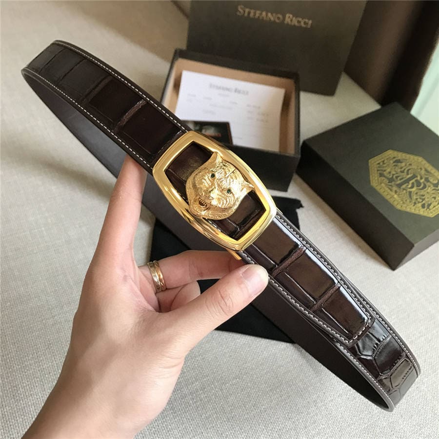 DÂY LƯNG STEFANO RICCI CROCODILE LEATHER DA CÁ SẤU Belt Khóa bạc
