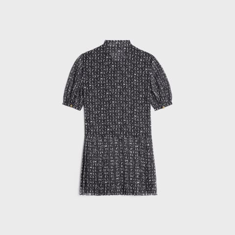 VÁY CELINE LAVALLIÈRE MINI DRESS IN SILK GEORGETTE NOIR/IVOIRE