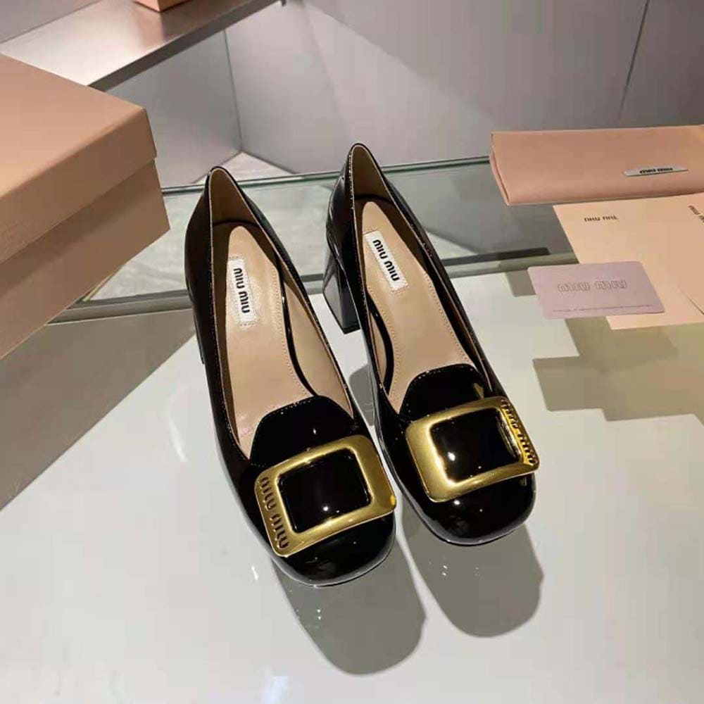 GIÀY Miu Miu Women Patent Leather Pumps in 65 mm Heel Height-Black