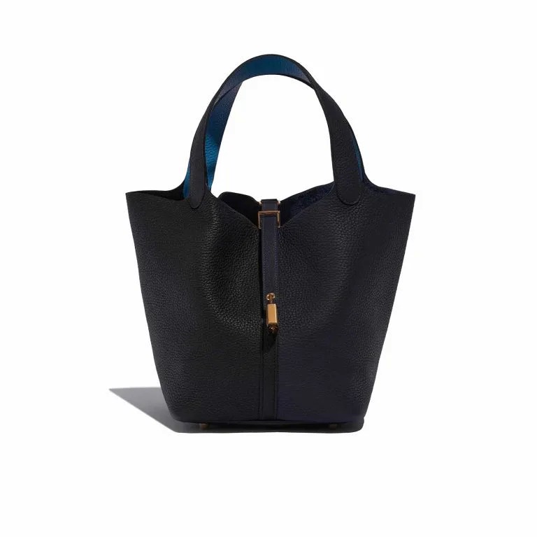 TÚI Hermès Picotin 22 Taurillon Clemence Blue Nuit Gold Buckle khóa vàng