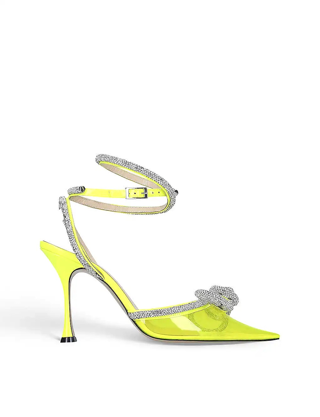 GIÀY MACH & MACH Double Bow crystal-embellished leather and PVC heeled sandals