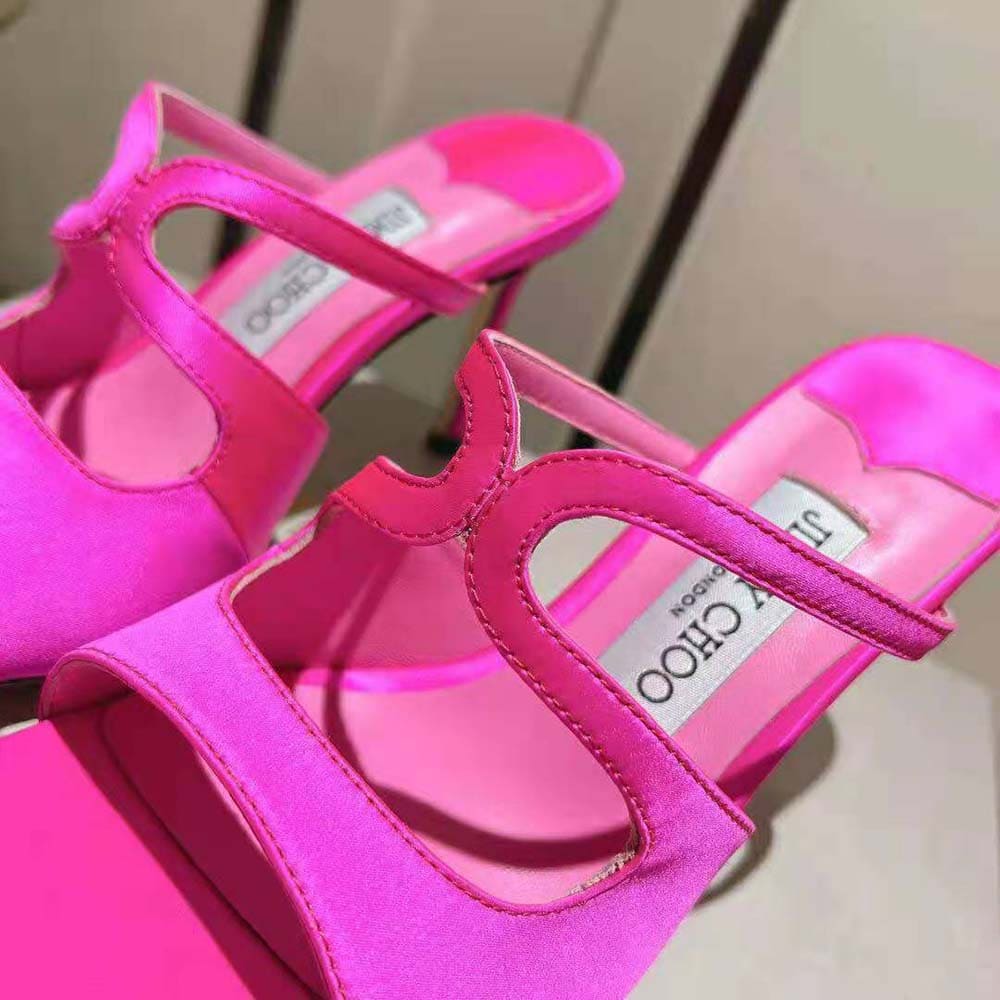 GIÀY Jimmy Choo Women Anise 95 Fuchsia Satin Mules in 95mm Heel Height