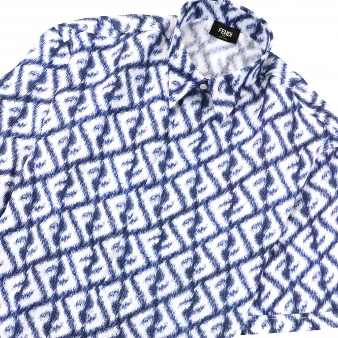 ÁO FENDI Linen Ff Chine Shirt Blue