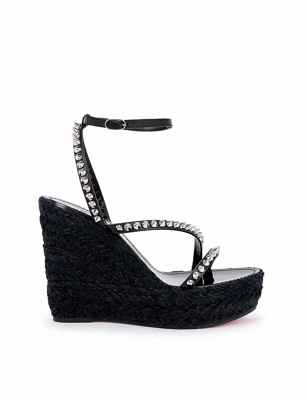 GIÀY CHRISTIAN LOUBOUTIN Mafaldina Zeppa 120 patent-leather and espadrille wedges