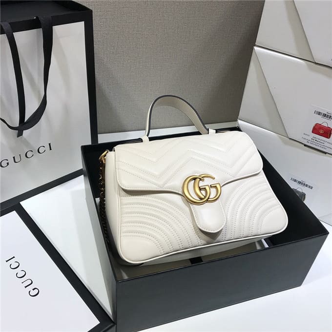 TÚI Gucci GG marmont small top handle bag white Top Quality