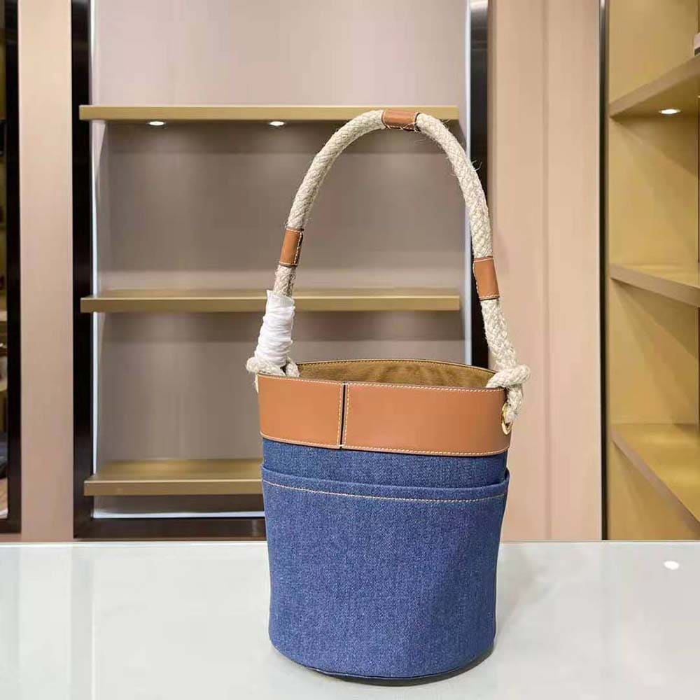 TÚI Celine Women Bucket Celine in Denim with Celine Print and Calfskin