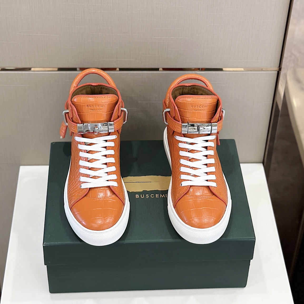 GIÀY BUSCEMI ORANGE HIGH TOP SHOES AAA