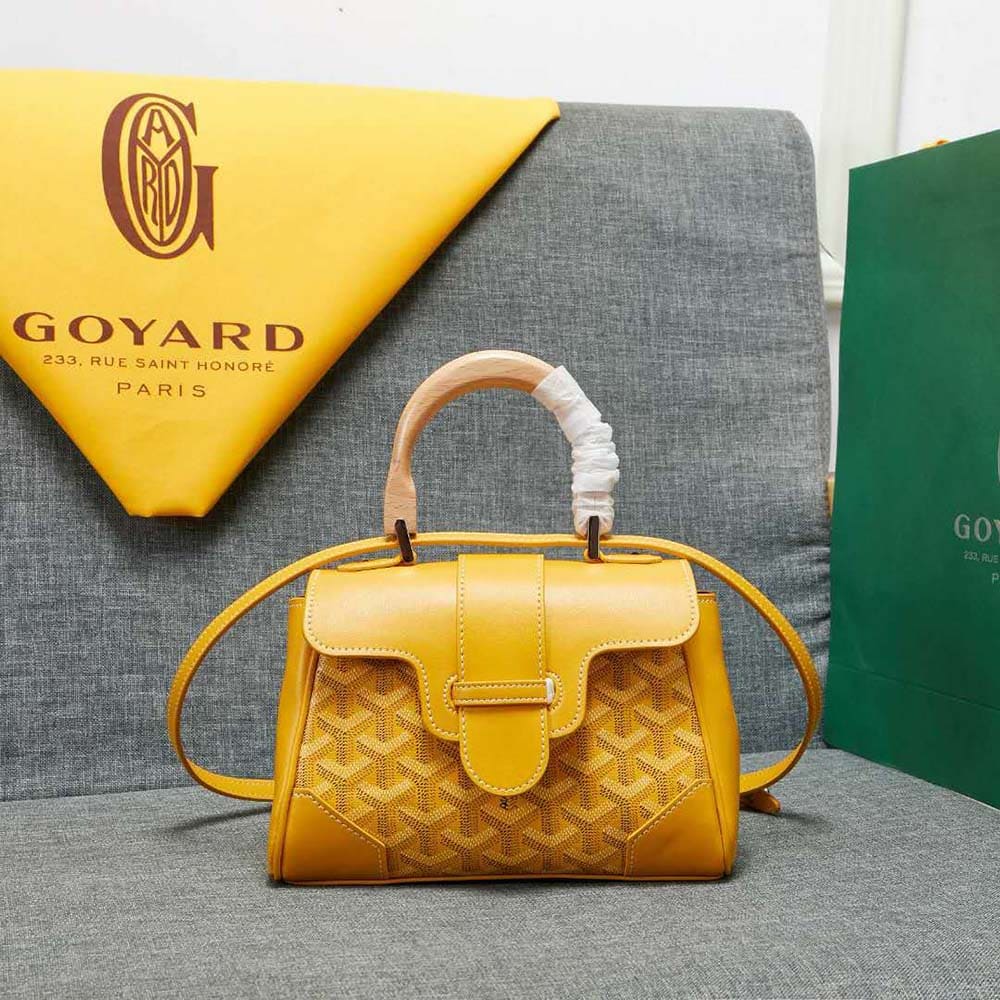 TÚI Goyard Women Sac Saïgon Souple Mini in Toile Goyardine & Chevroches Calfskin-Yellow