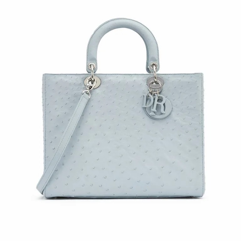 TÚI Dior Lady Large Ostrich Light Blue da đà điểu