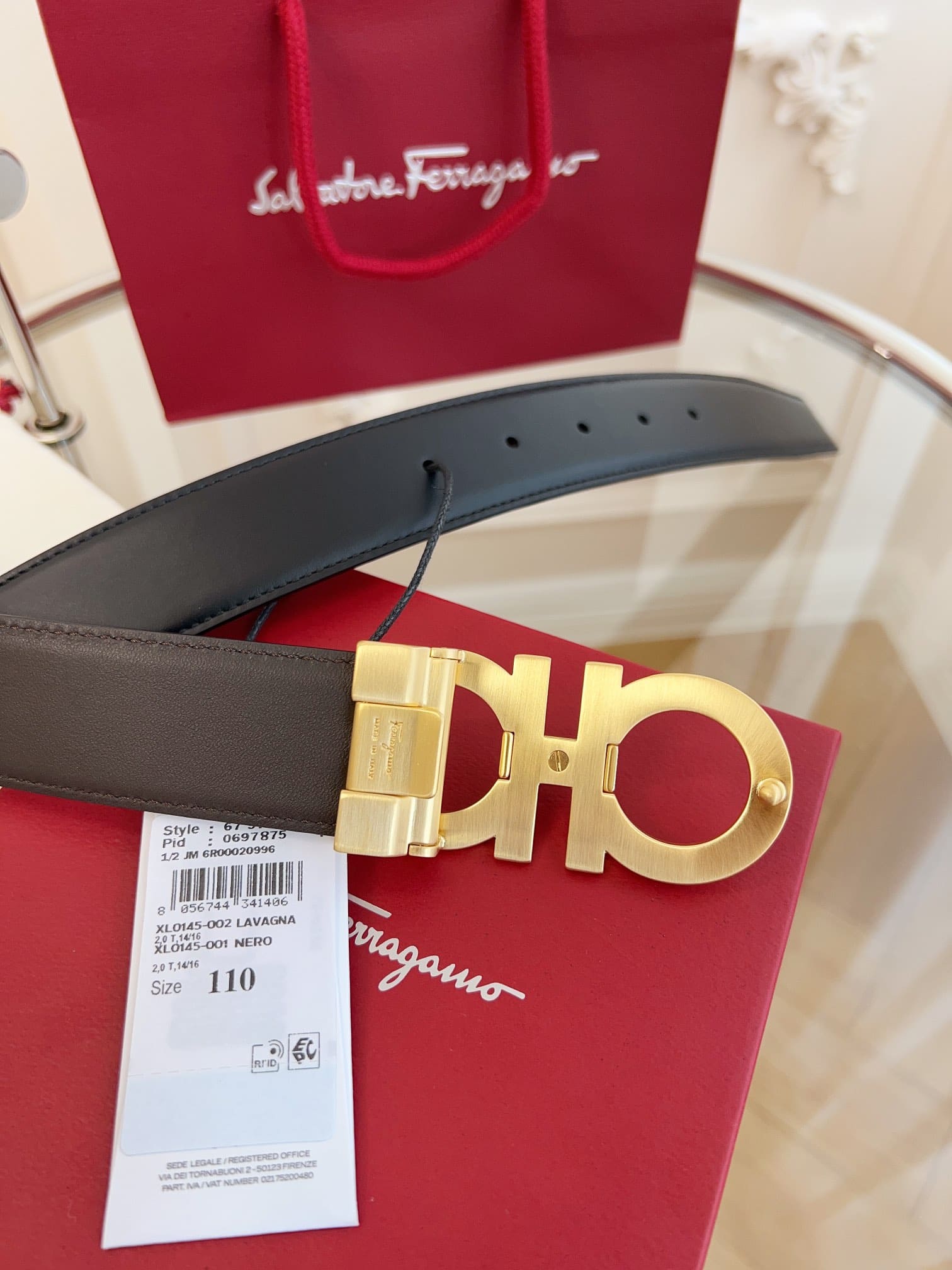 DÂY LƯNG Salvatore Ferragamo Adjustable Gancini Belt Khóa vàng