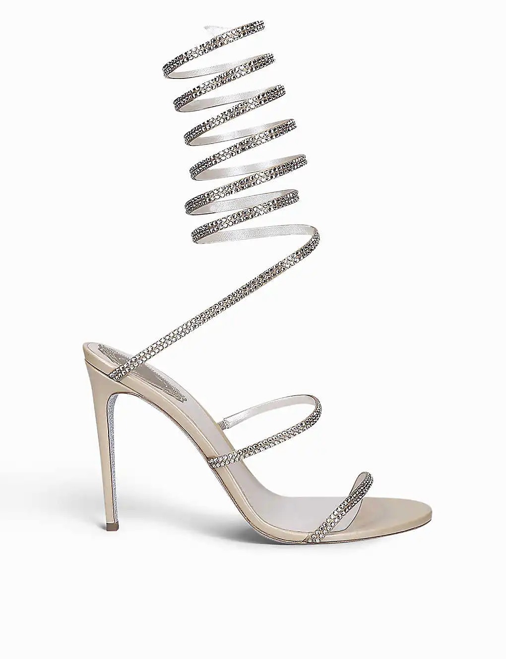 GIÀY RENE CAOVILLA Cleo crystal-embellished satin leather heeled sandals