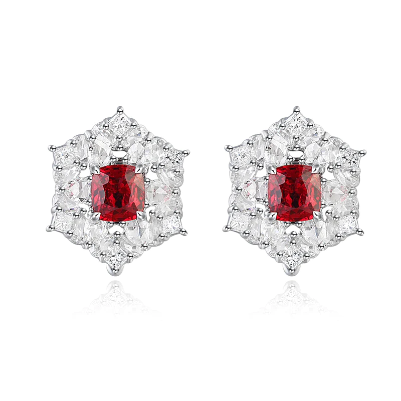 Bông tai 14k Stud with Lab-grown ruby and  white sapphire