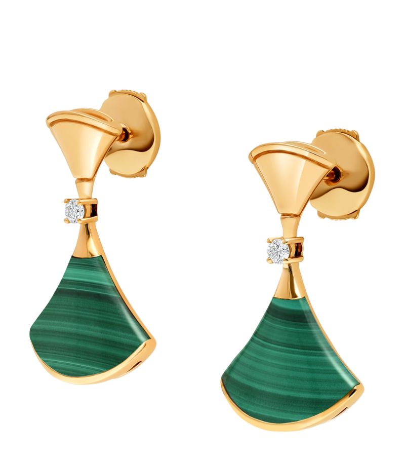 Bông tai BVLGARI Yellow Gold,Diamond and Malachite Divas' Dream Earrings vàng vàng 18K