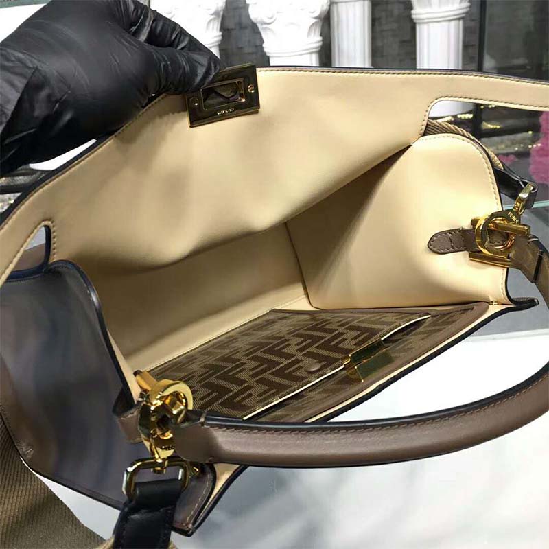 TÚI FENDI Women Peekaboo X-Lite Regular Leather Bag-Brown