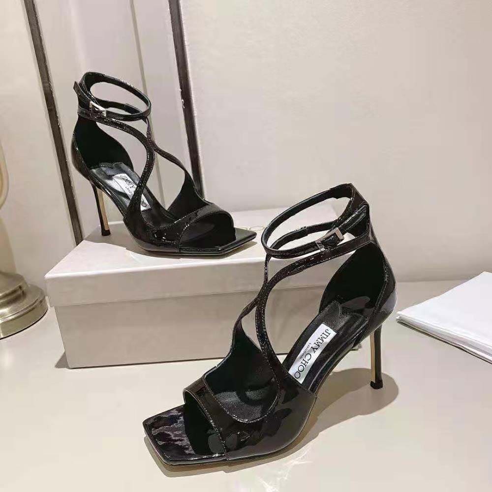 GIÀY Jimmy Choo Women Azia 110 Black Patent Leather Sandals