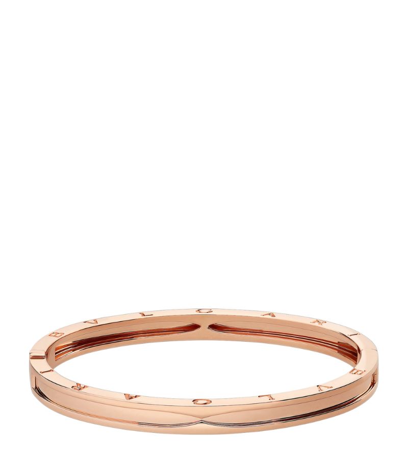 Vòng tay BVLGARI Rose Gold and Steel B.Zero1 Bangle vàng hồng18K