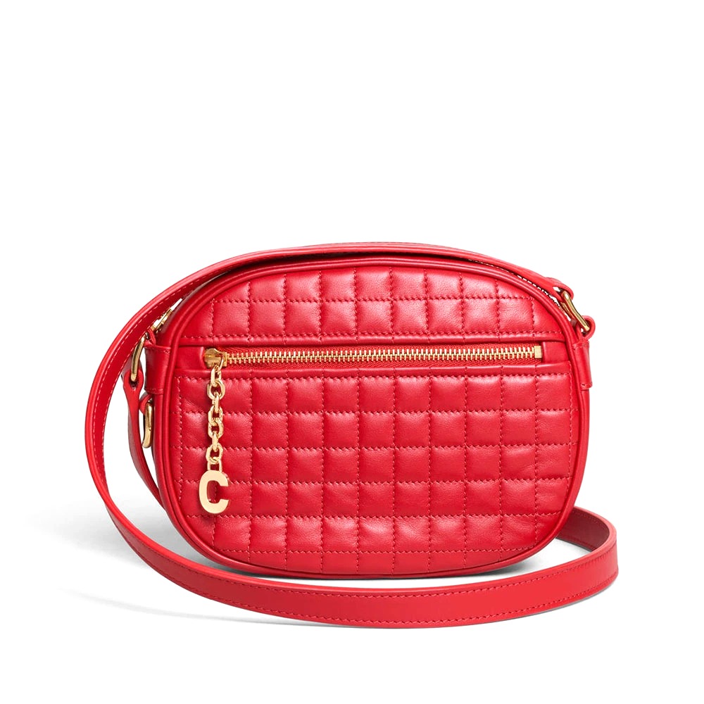 TÚI Celine Women Small C Charm Bag in Quilted Calfskin-Red