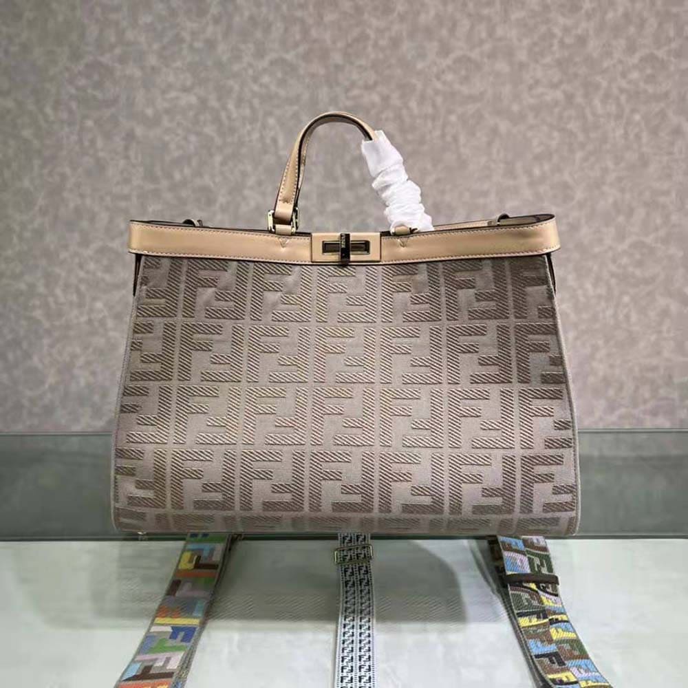 TÚI FENDI Medium Peekaboo X-Tote Gray Canvas Bag