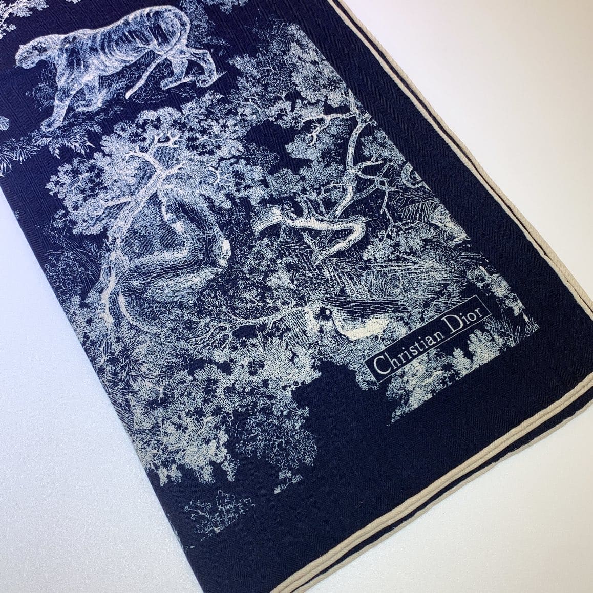 KHĂN CHRISTIAN DIOR Double-sided velvet cashmere scarf