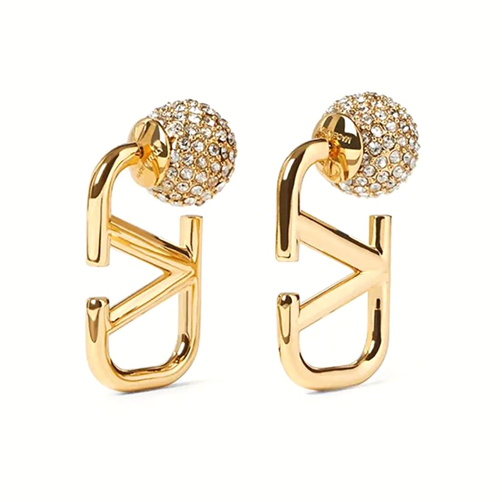 BÔNG TAI Valentino Women Vlogo Signature Metal and Rhinestone Earrings