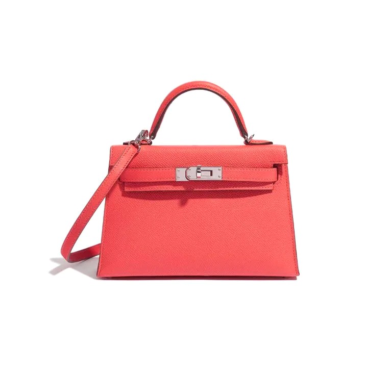 TÚI Hermès Kelly Mini Epsom Verso Rose Jaipur Rouge Gold Buckle khóa vàng