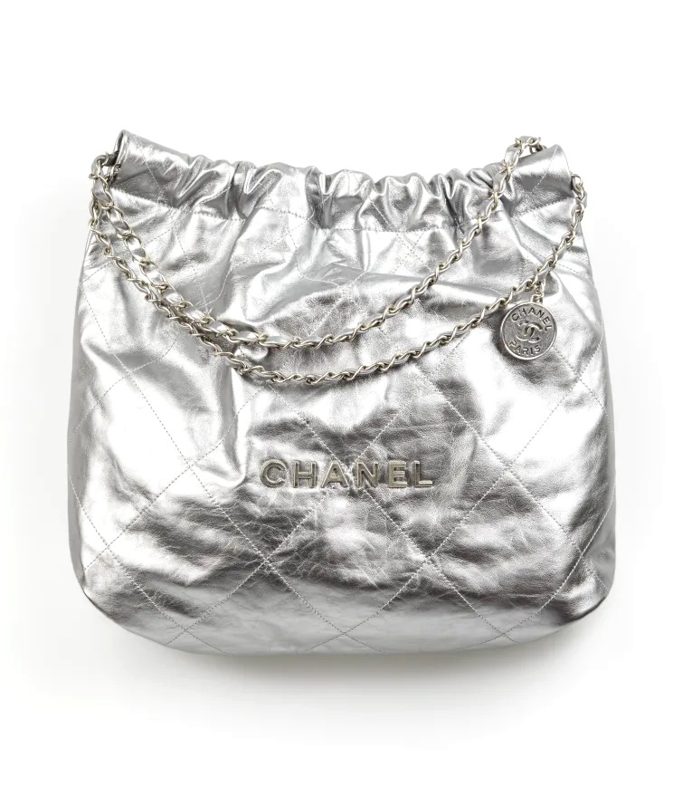 TÚI CHANEL 22 SILVER METAL SILVER BUCKLE