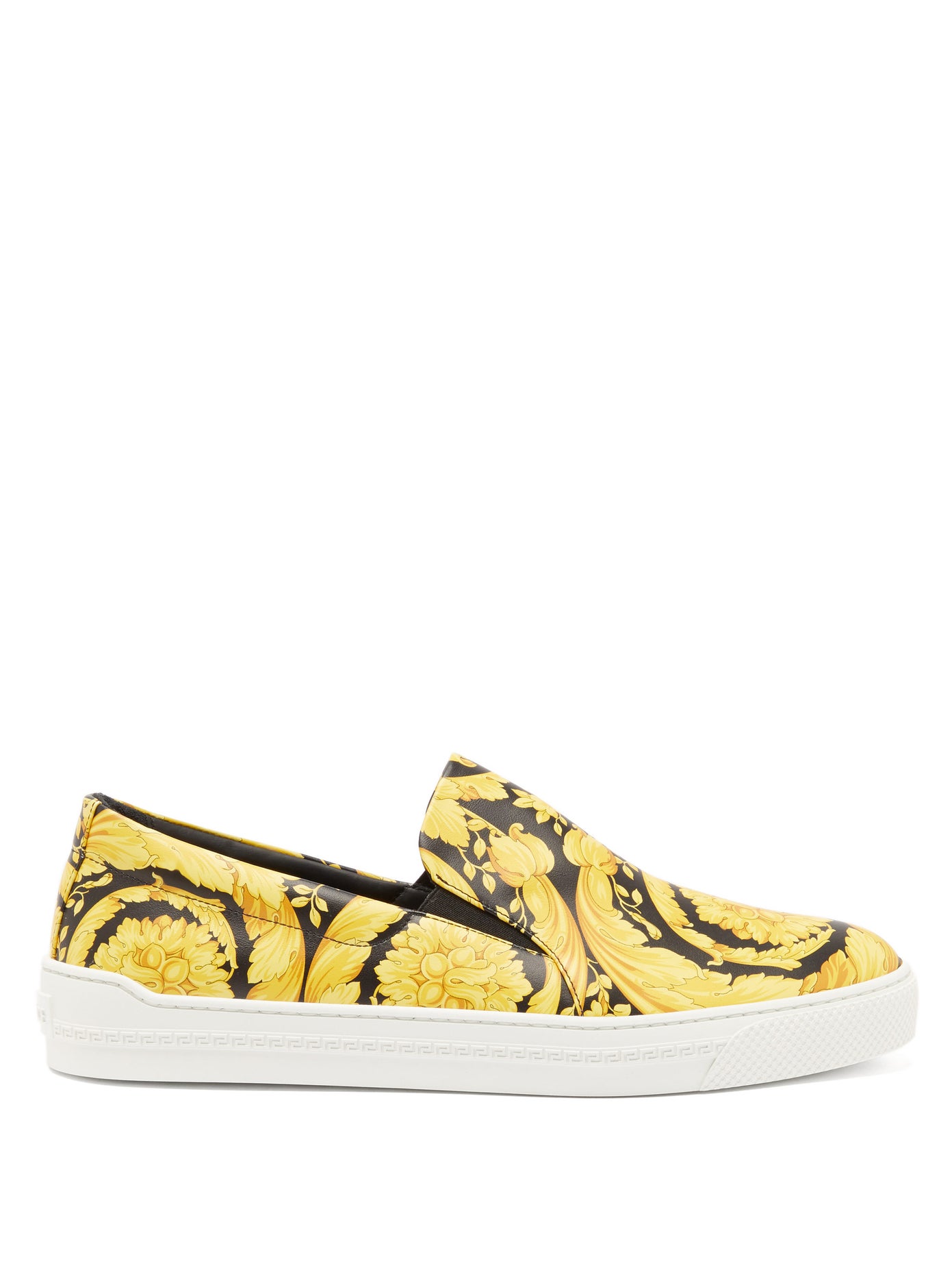 GIÀY VERSACE Greca-print slip-on leather trainers