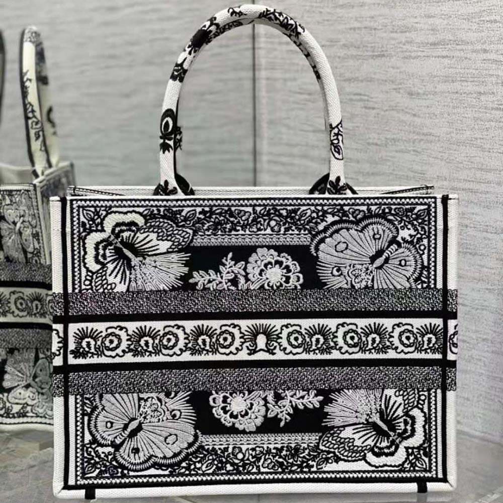 TÚI Dior Women Large Dior Book Tote Beige Multicolor Butterfly Bandana Embroidery
