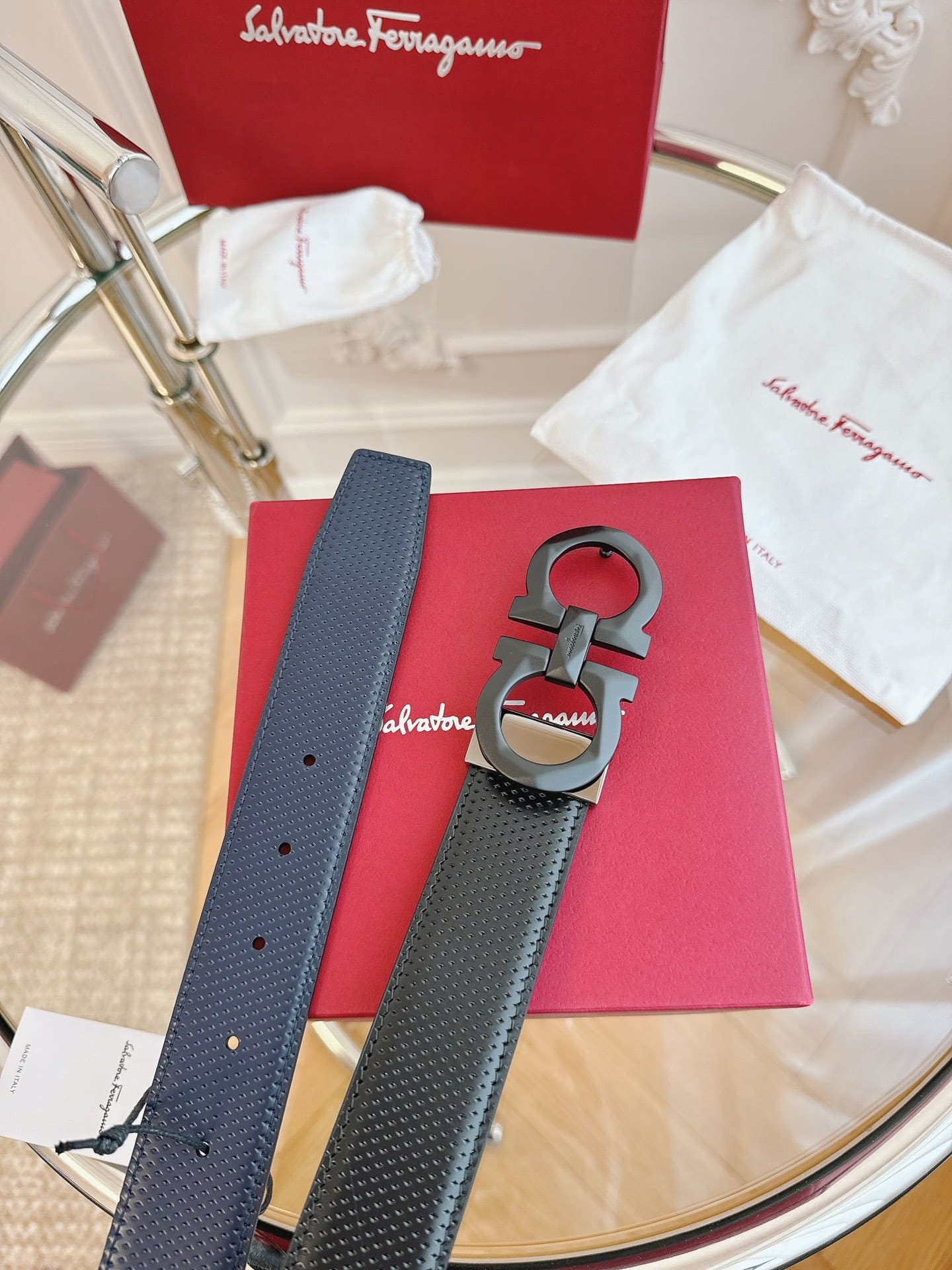 DÂY LƯNG Salvatore Ferragamo Adjustable Gancini Belt Khóa đen