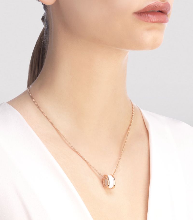 Vòng cổ BVLGARI Rose Gold And Ceramic B.Zero1 Necklace vàng hồng 18K