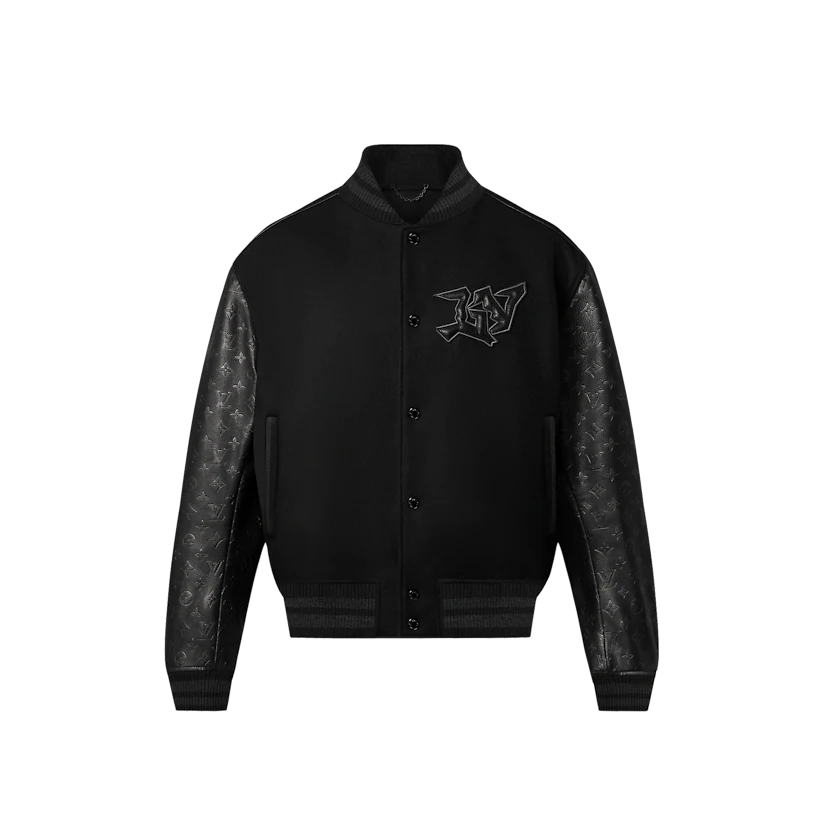 ÁO LOUIS VUITTON MONOGRAM EMBOSSED LEATHER AND WOOL BLOUSON