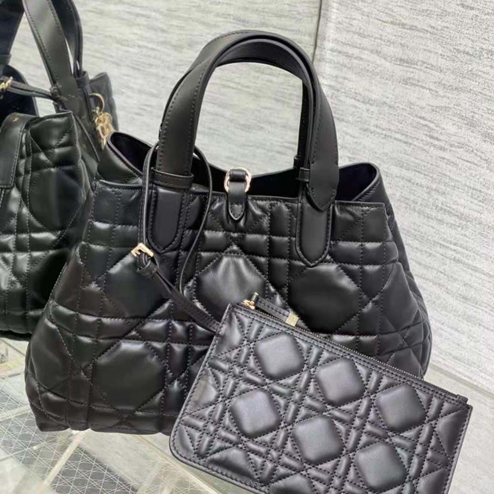 TÚI Dior Women Medium Dior Toujours Bag Black Macrocannage Calfskin