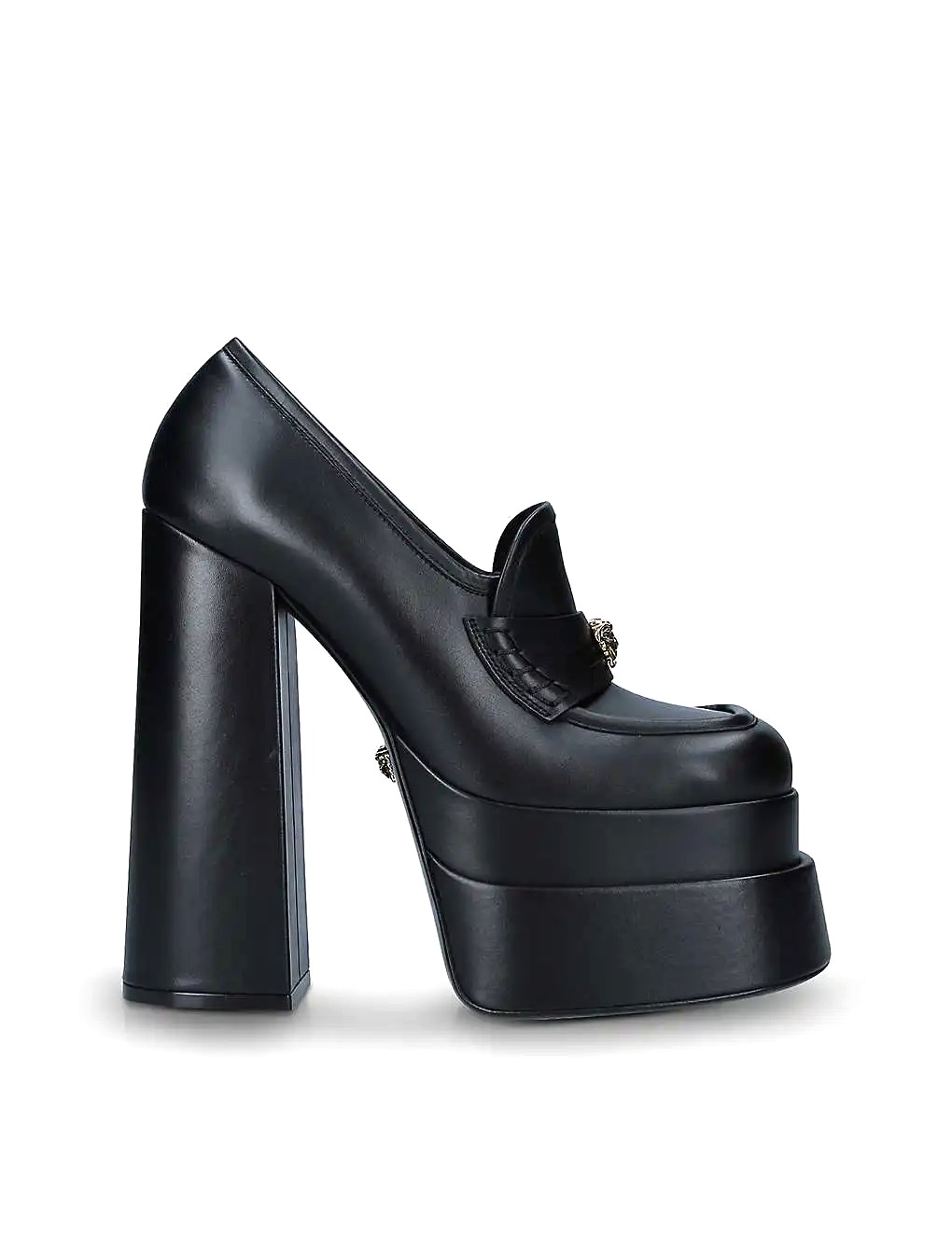 GIÀY VERSACE Medusa Aevitas embellished leather platform loafers