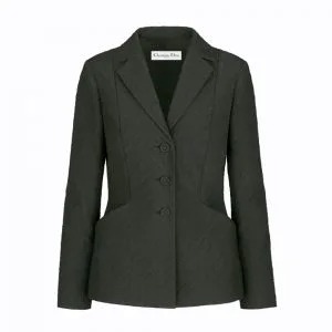 ÁO Dior Women Cloque-Effect Bar Jacket Black Matte Single-Breasted Technical Fabric