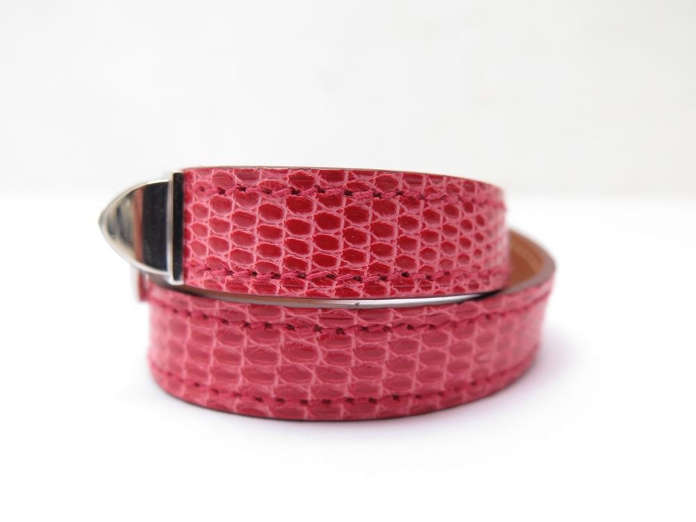 HERMES BRACELETS rivale in lizard pink bougainvillier