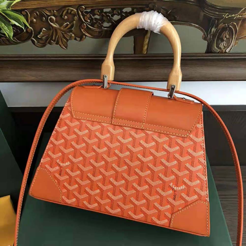 TÚI Goyard Women Sac Saïgon PM in Toile Goyardine & Clamecy Calfskin-Orange