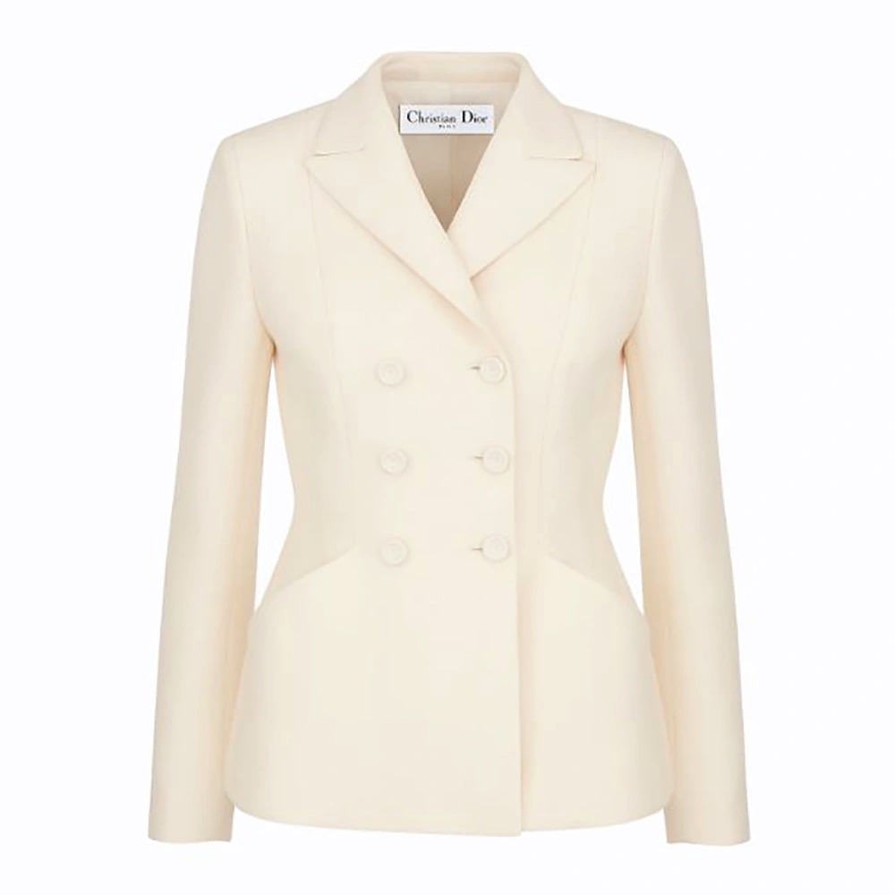 ÁO Dior Women 30 Montaigne Bar Jacket White Double-Breasted Wool and Silk